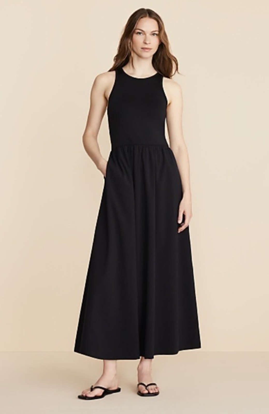 Loft Women's Sleeveless Black Ribbed Tank Maxi Dress Size Small